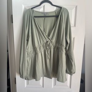 Womens plus size sage green peplum long sleeve top almost famous size 3X